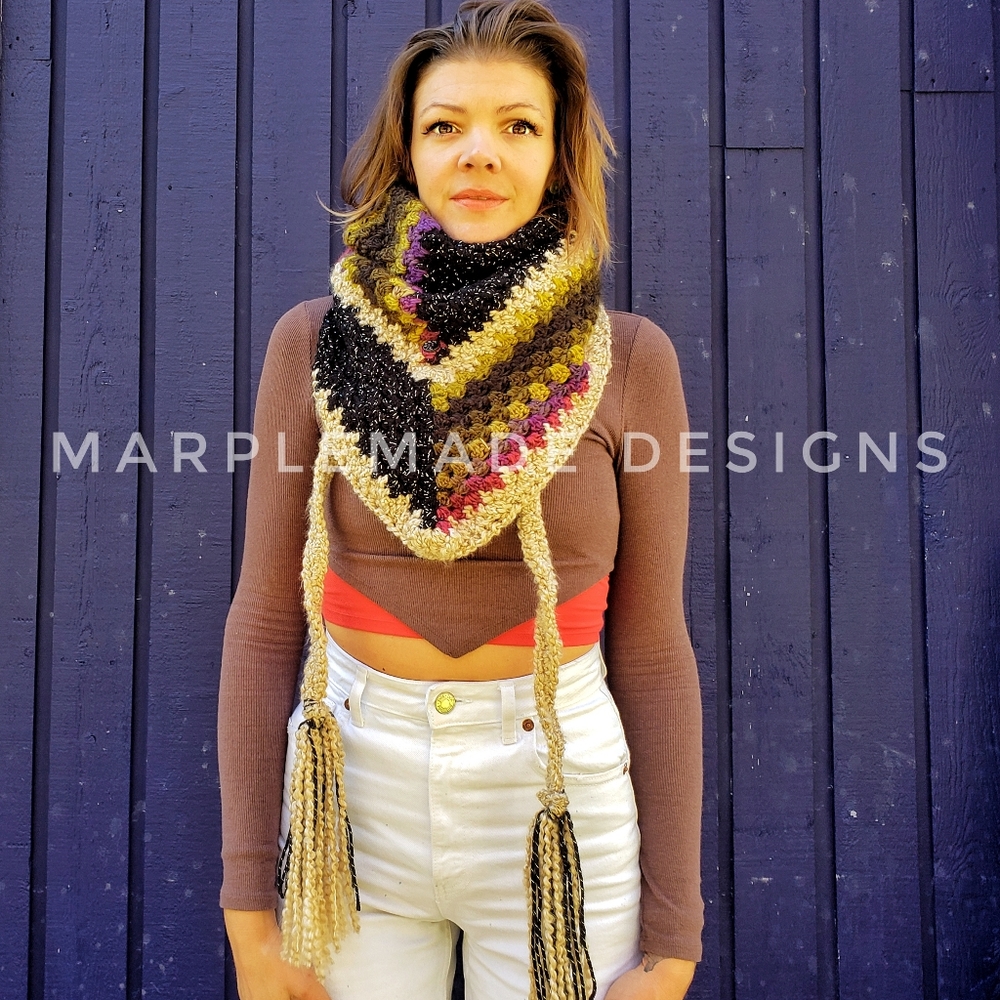 NWT* Handmade wrap scarf💜 MarpleMade Designs,  the Mix Up scarf, SPARKLE